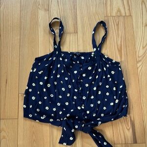 Madewell Blue Sleeveless Tie Front Tank Top